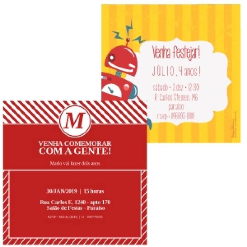 Convite de Aniversário Infantil Personalizado Valor Mato Grosso - Convite Simples Personalizado