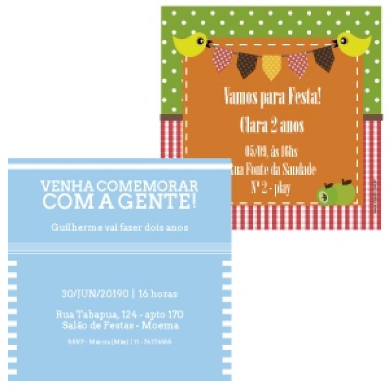 Convite de Aniversário Personalizado Infantil Valor Tocantins - Convite Simples Personalizado